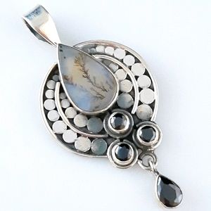 Egyptian Style Dendritic Agate & Onyx Pendant